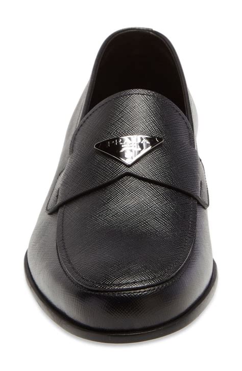 prada triangle logo loafer|prada saffiano loafers.